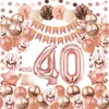 パーティーデコレーション30th 40th 50th Birthday Decorations女性バルーンローズゴールドペーパーポンポン紙吹きの星