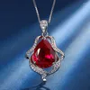 Necklace Earrings Set Wedding Birthday Gift Drop Shape Red Ruby Cubic Zircon Pendant Stud Women Jewelry