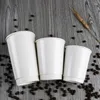 Disposable Cups Straws 50pcs Coffee Insulation Takeaway Double-layer Paper Cup With Lid (8oz 280ml) One-time