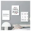 Pintura de lona Pintura simples letras inglesas para o Natal Nórdico Poster Decoração de casa Decoração de parede Impressão modular Fotos modulares