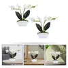 Decorative Flowers 2 Pcs Fake Plants Simulation Phalaenopsis Small Bonsai Artificial Adornments White Flower Potted