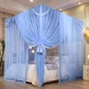 Four Seasons Big Space Canopy Bed Netting Bedding Bedroom Tassel Double Layers Mosquito Net with Frame King Full Size