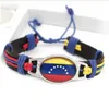 Venezuela Flag Charm Survival Paracord Armband Handgjorda Real Leather Armband Frienship Armelets smycken gåva 10 st