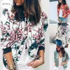 Damenjacken Druck Bomberjacke Frauen Blumen Reißverschluss Up Retro Coat Frühling 2024 Sommer Langarm Langarm Basic Short Biker Frau