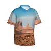 Camisas casuais masculinas Hawaii Shirt Beach Beach calma deserto Bloups Blue Sky Printe