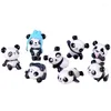 Figurines décoratives 8pcs Assemblage de matériaux de panda mignon