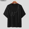 Casual Simple Style Tops Incerun Men's Metal Chain Design T-shirts stilig manlig solid varm försäljning kort ärm Camiseta S-5xl 2023