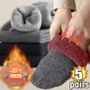 Herrstrumpor 5pairs mot manliga Terry Warm Women Snö tjockare super merino kall män vinter fast ull