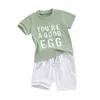 Vêtements Enfant Baby Boy Boy Tenue de Pâques Toddler Toddler Summer Summer Lettres à manches courtes T-shirt Impression avec short 2 Piece