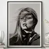 Привлекательная французская звезда фильма Бригитт Бардо плакат Черно -белый холст рисунок на стене искусство принт для комнаты домашний декор