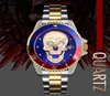 Skmei Mens Skull Quartz Watch Men Skeleton Creative Watches из нержавеющей стали.