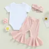 Trousers ma&baby 618M Toddler Infant Newborn Baby Girls Clothes Sets Letter Rainbow Print Romper Flare Pants Outfits Summer Clothing D01