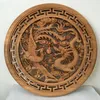 Figurines décoratives en bois massif sculpture artisanat Dragon et phoenix pivoine double maison propice décoration 48 cm