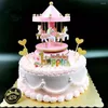 Decorative Figurines Carousel Music Box Painted Exquisite Design Ferris Wheel Ornaments Plastic Easy Use Cake Accessories Home Decor