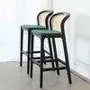 Bar mobilyaları için modern masif ahşap bar sandalyeleri yüksek sandalye backrest ışık lüks ev restoranı rattan bar tabureleri