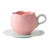 Xícaras pires de tulipa nórdica Cup de xícara de café conjunto de cerâmica e pires reutilizáveis de café da manhã personalizado caneca de café expresso