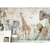 Milofi Custom 3D Auto-Adhesive Wallpaper, peintures murales d'Asie du Sud-Est peintes à la main, forêt tropicale tropicale, animaux girafe, salon