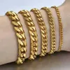 Bangle 100% Stainless Steel Gold Silver Plated Men Women Thick Bracelet Cuban Link Hand Chain Unisex Couple Gift Wholesale Free Shiping 240411