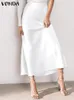 Vonda 2023 Summer Elegant Women Long Maxi Skirts Satin Silk Fashions Bottoms Solid Plearted Loak High Ruffled Party 240403