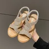 Topp Sandaler Heel Girl Summer Sandal Women Fashion Versatile Student Outwear Dress Fairy Roman Style Shoes Sandles Heels 240228