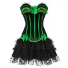 Stripe Sexy Corset Bustier for Women Plus size Overbust Burlesque Costume vintage Corsetti gotici Set tutu corselet tutu