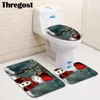 Baignoire tapis de sol de toilette Set 3pcs dessin animé Noël Memoron imprimé tapis microfibre Machine à laver