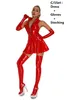 Robes décontractées robe en cuir humide plus taille femme sexy brillant pvc en latex mini jupe avec gants et bas de pole dance raves tenue de fête