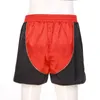 Mens Satin Boxer Shorts Color Block Sexy Underwear Elastic Waist Boxing Training Running Sport Trunks Smooth Silk Pajamas Shorts
