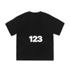 Mäns T-shirts RRR123 Black T-shirt High Street Best Quality Casual Loose Sports Washed Printed Mens Womens Short Sleeve Tee J240409