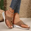 Sapatos de sandálias para mulheres padrão moda de cor simples e confortável cunha