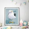 طباعة فن النورس الغريبة المطبوعات المائية ملصق ألوان مائية يدوية حديثة مرسومة بقماش طيور الطلاء جدار الحضانة صور ديكور غرفة الأطفال