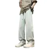 Mens Jeans American Tall Lengthed Washed Pants Spring and Autumn Straight Ben Jeans Mense Casual Wide Leg Pants