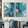 ART mural abstrait Vintage Blue Paint Fleurs Canvas Peinture Blooming Nature Nature Nature Nature et imprimés Picture d'art Mur