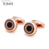 Couchettes Links Mariage de manchette Tomye XK21S005 Fashion Initial Personnalized Round Rose Gold Tuxedo Shirt Cuff Cuff Cuchets Cadeaux pour hommes Y240411