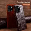 Étui de téléphone en cuir authentique premium pour Oppo Reno 9 Pro Reno8 Find X6 Pro X5 X3PRO Crocodile Match Back Cover Coque Coque Hood