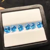 Cluster Anneaux Vantj Natural Swiss Blue Topaze Gemstone en vrac 1PCS Coup de coeur 8 mm pour le montage en or argenté Decoration bricolage