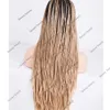 26 polegadas ombre marrom longa peruca sintética caixa trançada hd lace frontal lateral /intercalação /peça livre para mulheres negras resistentes ao calor