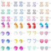 ZS 6-12pcs/lot 21G Finish Bear Stud Earrings Prevent Allergy Resin Invisible Ear Studs Grass Heart Bow Tie Cartilage Earrings