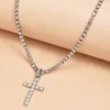 Choker glänzende weiße Kristalle für Kreuzanhänger Halskette heilig mit Rhinstone -Kette Unisex Mode Schmuck