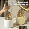 Storage Boxes Bins 360 Rotating Makeup Brush Holder With Lid Organizer For Vanity Desktop Countertop Dresser Table Drop Delivery Home Otqfy