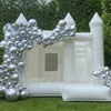 Белый свадебный домик надувной надувный надувной замок с скользящей перемычкой для перемычки для взрослых для взрослых и детей включает в себя бесплатный корабль.