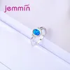 Ringos de cluster Anel de opala Blue Blue Fire anel 925 Sterling Silver for Women Fashion Fine Fine Jewelry