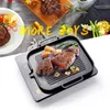 1 Set Aluminum Frying Pan Nonstick Barbecue Korean BBQ Tray Square Grill Kitchen Cooking Cookware 240402