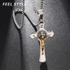 Colliers de pendentif Inri Jesus croix pendentifs Exorcisme en acier inoxydable St Benoît Collier crucifix pour hommes bijoux23406854337