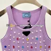 Luxury Rhinestone Embellished Knit Vest Summer Short Style Knitted Vest Women Knits Tee Crew Neck Sleeveless Knitted Camisole