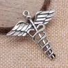 4PCS CADUCEUS MEDICAL SYMBORMD CHARMS CHARMS PENDANTS FOR NECKLACES BRACELETS EARRINGS KEYCHAIN DIYクラフトジュエリーメイキングアクセサリー