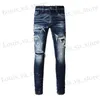 Jeans maschi maschi buchi patchwork jeans jeans strtwear pantaloni blu scuri