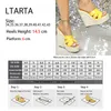 Sexig ny halm stickad enkel Hentian High Slope Heel Waterproof Platform Car Model Slippers LFD-10368-A37