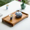 Bandeja de té rectangular de bambú bandeja de madera sólida bandeja para bandeja de kung fu taza de té de té hotel de madera cesta de café canasta
