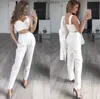 Pantalones de dos piezas Pantallas para mujeres Camader envuelto en el pecho delgado longitud media de manga larga pantalones de harema suelto color sólido suelto de tres piezas